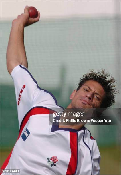 Sajid Mahmood of Lancashire bowling during a training session before the start of play in the Frizzell County Championship between Sussex and...