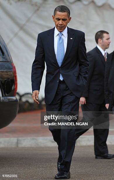 President Barack Obama walks back to the White House from Blair House during a break in the bipartisan meeting to discuss health reform legislation...