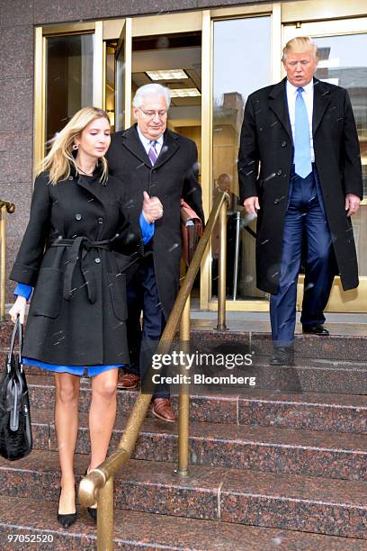 Billionaire real estate developer Donald J. Trump, right, his daughter Ivanka Trump, left, and attorney David Friedman exit U.S. Bankruptcy Court in...