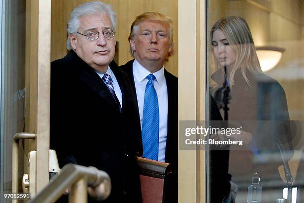 Billionaire real estate developer Donald J. Trump, center, his daughter Ivanka Trump, right, and attorney David Friedman exit U.S. Bankruptcy Court...