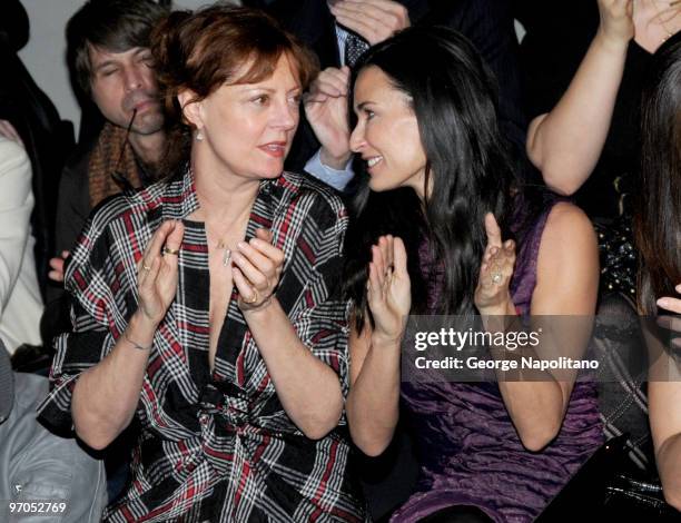 Actresses Susan Sarandon and Demi Moore attend the Donna Karan Collection Fall 2010 fashion show during Mercedes-Benz Fashion Week at 711 Greenwich...