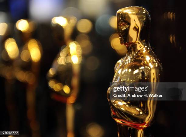 Overview of Oscar statues on display at "Meet the Oscars" at the Time Warner Center on February 25, 2010 in New York City.