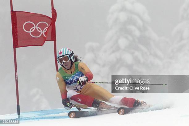 Marie-Michele Gagnon of Canada competes during the Ladies Giant Slalom on day 14 of the Vancouver 2010 Winter Olympics at Whistler Creekside on...