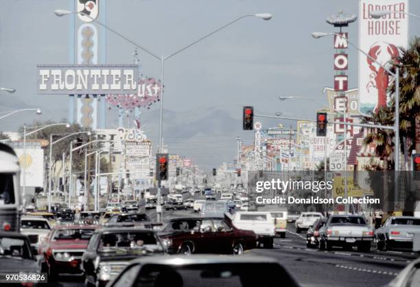 Vegas, NV A view of the Las Vegas Strip and the Stardust and Frontier Hotels in November 1975 in Las Vegas, Nevada.