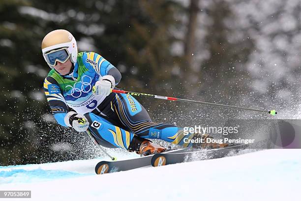 Maria Pietilae-Holmner of Sweden competes during the Ladies Giant Slalom second run on day 14 of the Vancouver 2010 Winter Olympics at Whistler...