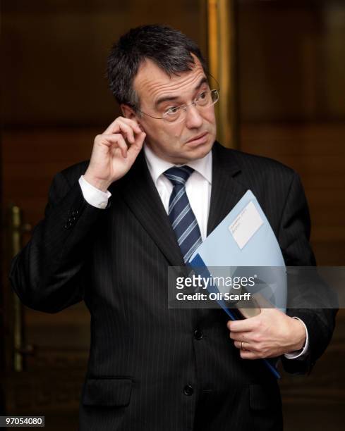 Phil Woolas, Minister of State for borders and immigration, leaves a television studio on February 25, 2010 in London, England. Mr Woolas conceded on...