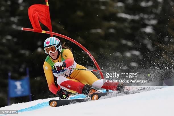 Marie-Michele Gagnon of Canada competes during the Ladies Giant Slalom second run on day 14 of the Vancouver 2010 Winter Olympics at Whistler...