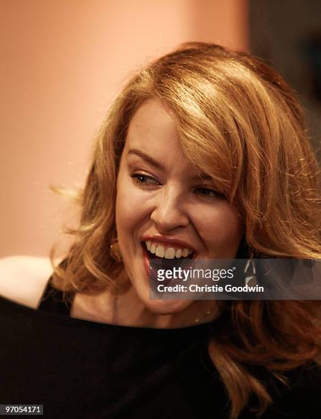 Kylie Minogue attends the Studyvox Foundation Awards to present students with awards and bursary cheques on February 25, 2010 in Wantage, England.