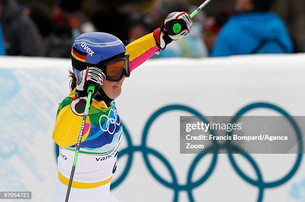 Viktoria Rebensburg of Germany takes the Gold Medal during the Women's Alpine Skiing Giant Slalom on Day 14 of the 2010 Vancouver Winter Olympic...