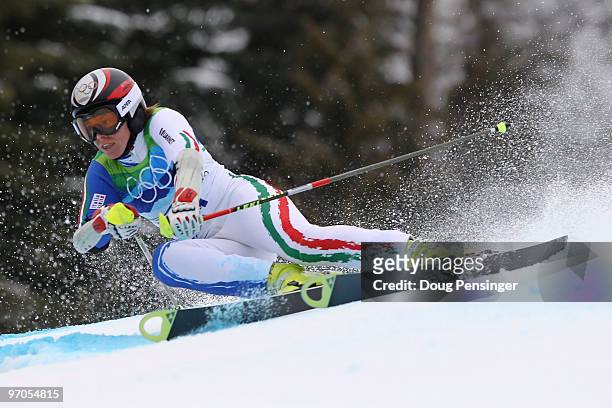 Denise Karbon of Italy competes during the Ladies Giant Slalom on day 14 of the Vancouver 2010 Winter Olympics at Whistler Creekside on February 25,...