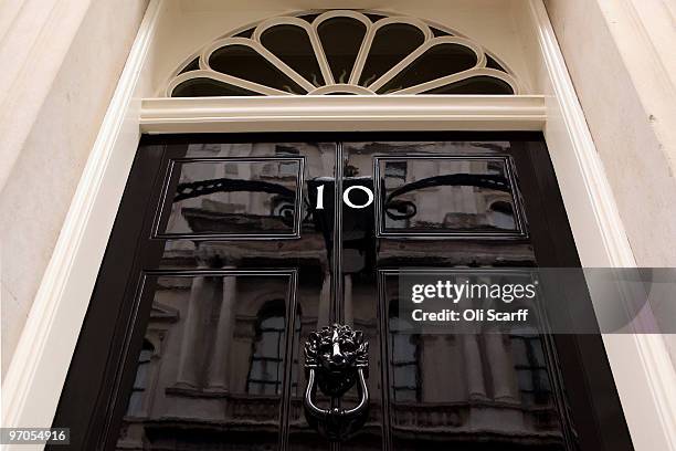 General view of the door for Number 10 Downing Street on February 25, 2010 in London, England. As the UK gears up for one of the most hotly contested...