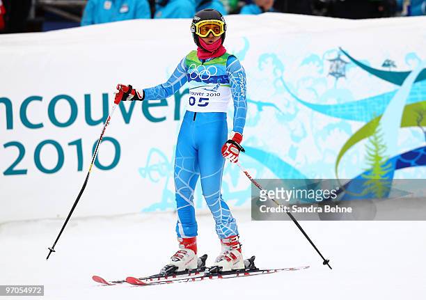 Marjan Kalhor of Iran competes during the Ladies Giant Slalom on day 14 of the Vancouver 2010 Winter Olympics at Whistler Creekside on February 25,...