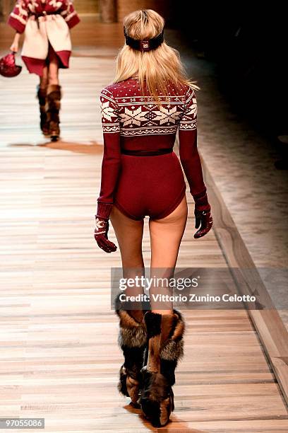 Model Natasha Poly walks the runway during the D&G Milan Fashion Week Womenswear Autumn/Winter 2010 show on February 25, 2010 in Milan, Italy.