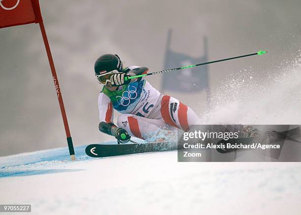 Elisabeth Goergl of Austria takes the Bronze Medal during the Women's Alpine Skiing Giant Slalom on Day 14 of the 2010 Vancouver Winter Olympic Games...