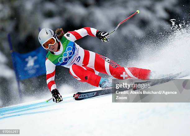 Fabienne Suter of Switzerland during the Women's Alpine Skiing Giant Slalom on Day 14 of the 2010 Vancouver Winter Olympic Games on February 25, 2010...