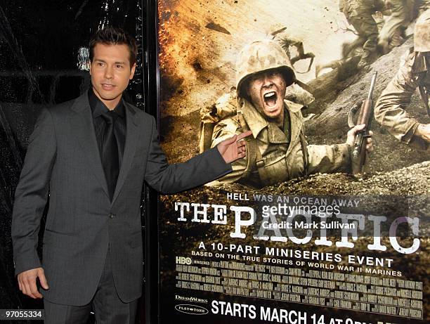 Actor Jon Seda arrives at the Los Angeles premiere of "The Pacific" on February 24, 2010 in Los Angeles, California.