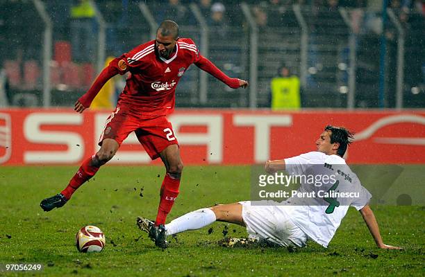 David Ngog in action during the UEFA Europa League, Round of 32, 2nd leg match between FC Unirea Urziceni and Liverpool at the Steaua Stadium on...
