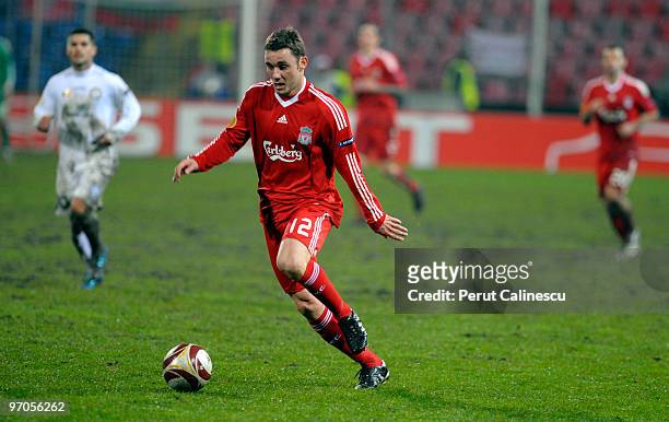 Fabio Aurelio of Liverpool in action during the UEFA Europa League, Round of 32, 2nd leg match between FC Unirea Urziceni and Liverpool at the Steaua...