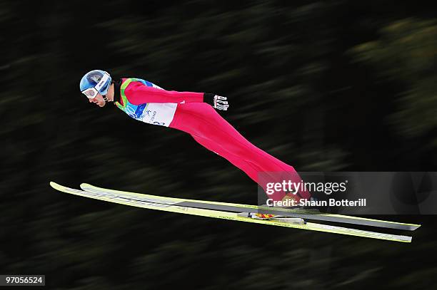 Bjoern Kircheisen of Germany competes during the Nordic Combined Individual LH/10 km on day 14 of the 2010 Vancouver Winter Olympics at Whistler...