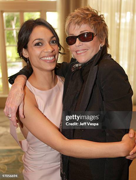 Actors and V-Day Board Members Rosario Dawson and Jane Fonda attend V-Day's 4th Annual LA Luncheon featuring a reading of Eve Ensler's newest work "I...