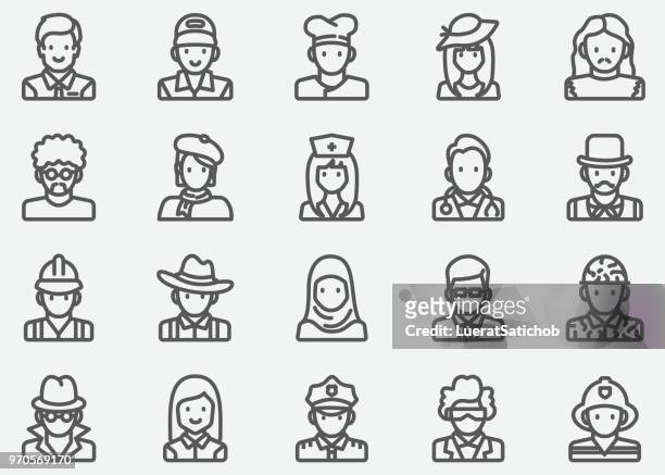 avatar and people line icons - nun stock illustrations
