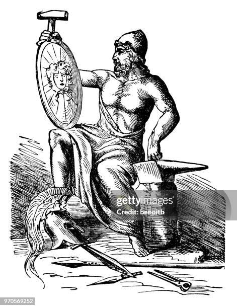 hephaestus - anvil stock illustrations