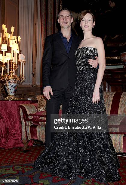 Actors David Rott and Cristiana Capotondi attend "Sissi" photocall at Palazzo Taverna on February 25, 2010 in Rome, Italy.