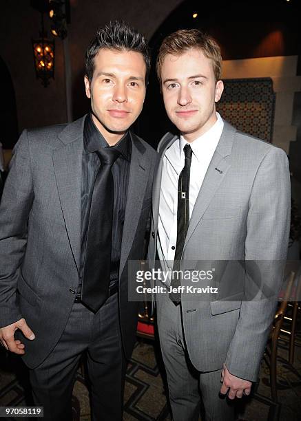 Actors Jon Seda and Joe Mazzello attend HBO's premiere of "The Pacific" after party held at The Roosevelt Hotel on February 24, 2010 in Hollywood,...