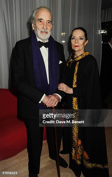 Sir Christopher Lee attends the afterparty following the Royal World Premiere of 'Alice In Wonderland', at The Sanderson Hotel on February 25, 2010...