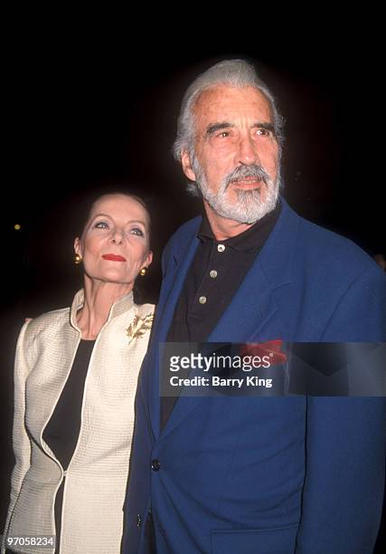 Christopher Lee and wife Birgit Lee at the Premiere of John Carpenter's "Vampires" at the Directors Guild of America theater in Hollywood, California...