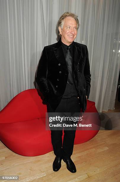 Alan Rickman attends the afterparty following the Royal World Premiere of 'Alice In Wonderland', at The Sanderson Hotel on February 25, 2010 in...