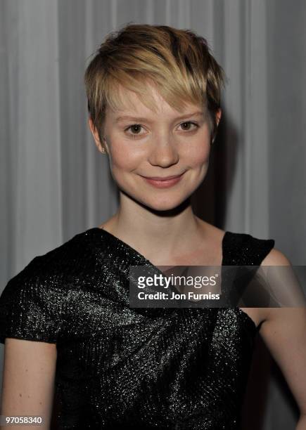 Actress Mia Wasikowska attends the Tim Burton's 'Alice In Wonderland' afterparty at the Sanderson Hotel on February 25, 2010 in London, England.