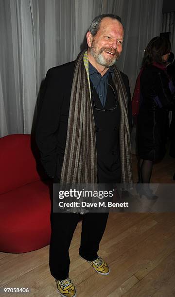 Terry Gilliam attends the afterparty following the Royal World Premiere of 'Alice In Wonderland', at The Sanderson Hotel on February 25, 2010 in...