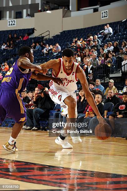 Garrett Temple of the Rio Grande Valley Vipers drives the ball up court against Horace Wormely of the Los Angeles D-Fenders during the NBA D-League...