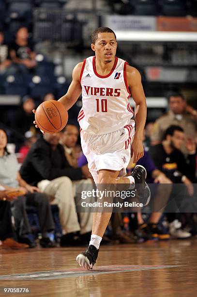 Jonathan Wallace of the Rio Grande Valley Vipers moves the ball up court during the NBA D-League game against the Los Angeles D-Fenders at the Dodge...