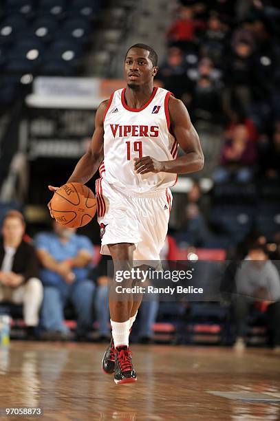 Craig Winder of the Rio Grande Valley Vipers moves the ball up court during the NBA D-League game against the Los Angeles D-Fenders at the Dodge...