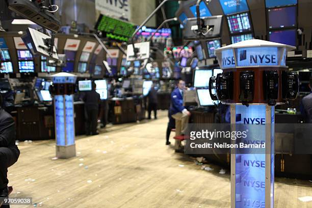 The floor of the New York Stock Exchange is shown after the closing bell on February 25, 2010 in New York City.