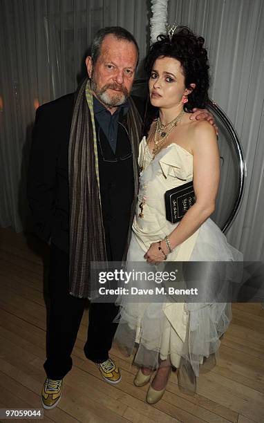 Terry Gilliam and Helena Bonham Carter attend the afterparty following the Royal World Premiere of 'Alice In Wonderland', at The Sanderson Hotel on...