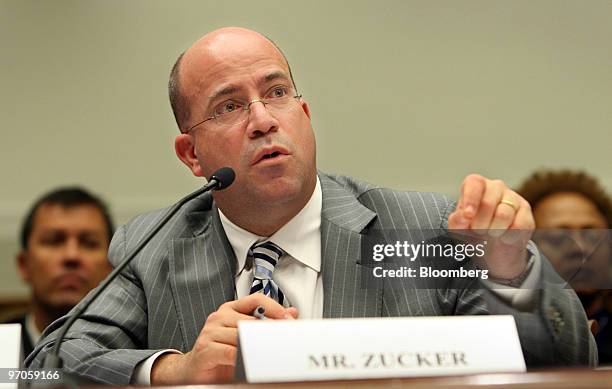 Jeff Zucker, president and chief executive officer of NBC Universal, speaks during a hearing of the House Judiciary Committee in Washington, D.C.,...