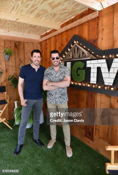 The Property Brothers Drew Scott and Jonathan Scott attend the HGTV Lodge at CMA Music Fest on June 9, 2018 in Nashville, Tennessee.