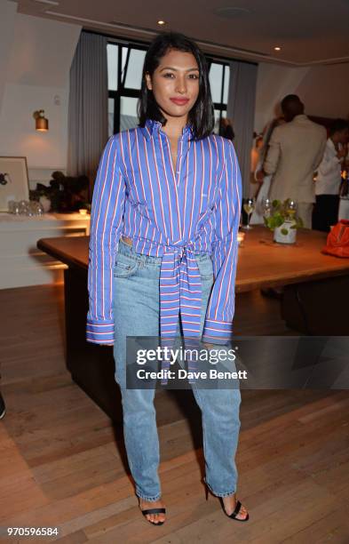 Vanessa White attends the London Fashion Week Men's cocktail party with DANIEL w. FLETCHER and Christian Louboutin at Mortimer House on June 9, 2018...