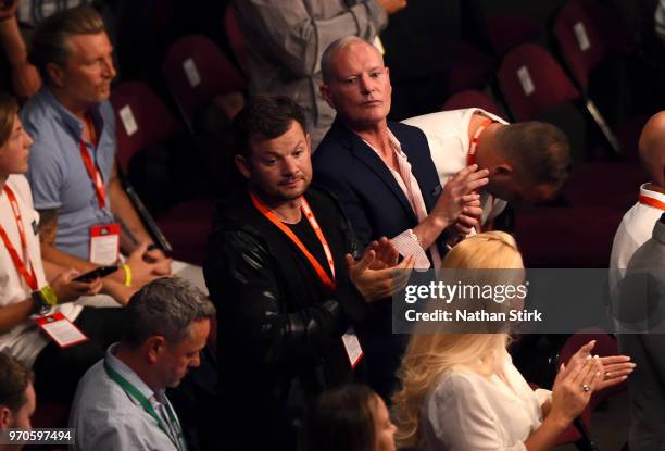 Paul Gascoigne is seen ringside at Manchester Arena on June 9, 2018 in Manchester, England.