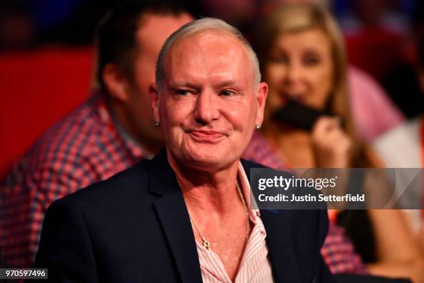 Paul Gascoigne is seen ringside at Manchester Arena on June 9, 2018 in Manchester, England.
