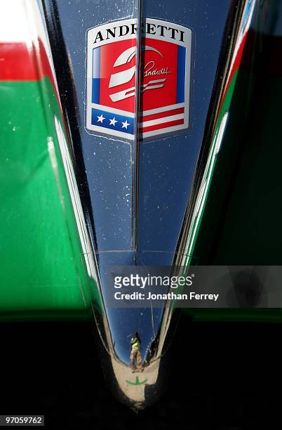 The nose of Tony Kanaan's Team 7-Eleven Andretti Autosport Honda Dallara during the IRL Indy Car Series Spring Testing at Barber Motorsports Park on...