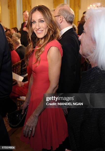 Actress Sarah Jessica Parker arrives for the 2009 National Medal of Arts/National Humanities Medal presentation ceremony February 25, 2010 in the...