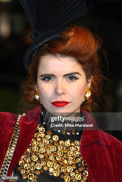 Paloma Faith attends the Royal World Premiere of Tim Burton's 'Alice In Wonderland' at Odeon Leicester Square on February 25, 2010 in London, England.