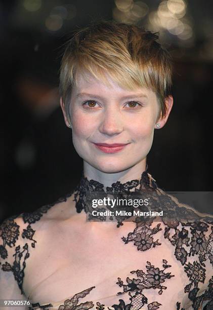 Mia Wasikowska attends the Royal World Premiere of Tim Burton's 'Alice In Wonderland' at Odeon Leicester Square on February 25, 2010 in London,...