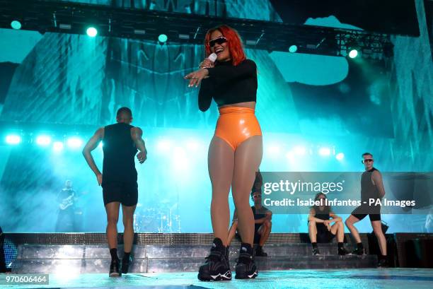 Rita Ora on stage during Capital's Summertime Ball with Vodafone at Wembley Stadium, London. PRESS ASSOCIATION Photo. This summer's hottest artists...