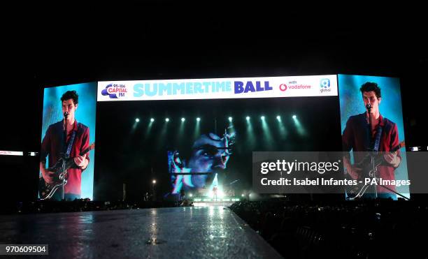 Shawn Mendes on stage during Capital's Summertime Ball with Vodafone at Wembley Stadium, London. PRESS ASSOCIATION Photo. This summer's hottest...