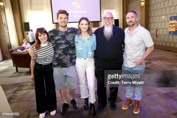 Laura Ohls, J.J Italiano, Jillian Jacqueline, John Marks and Mike Biggane attend the Spotify's Hot Country Presents Midland more at Ole Red During...